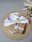 Boneta botez din dantela cu model floral Lia