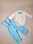 Costum botez Oliver cu aripi de înger – Set elegant 4 piese