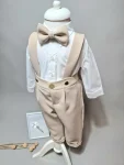 Costum botez Oliver cu aripi de înger – Set elegant 4 piese