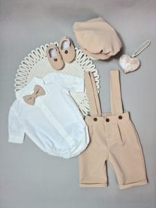 Costum de botez Matei pentru băieți – set elegant 3 piese
