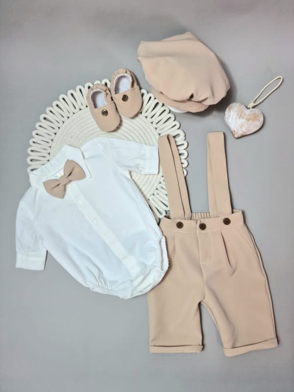 Costum de botez Matei pentru băieți – set elegant 3 piese