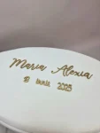 Cufăr botez oval din catifea Mara – eleganță și rafinament pentru botez