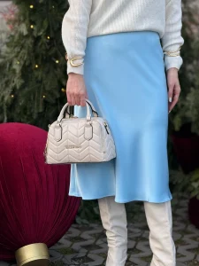 Fustă damă satin Dalma – fustă midi elegantă cu talie elastică 11