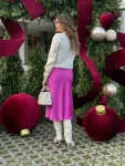 Fustă damă satin Dalma – fustă midi elegantă cu talie elastică 5