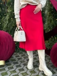 Fustă damă satin Dalma – fustă midi elegantă cu talie elastică 5