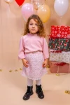 Fustă fetițe roz din tweed Ariela – talie elastică reglabilă, fermoar spate
