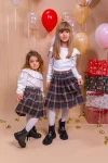 Fustă pentru fete în carouri Sofia – fustă plisată cu talie elastică și fermoar