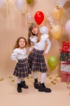 Fustă pentru fete în carouri Sofia – fustă plisată cu talie elastică și fermoar