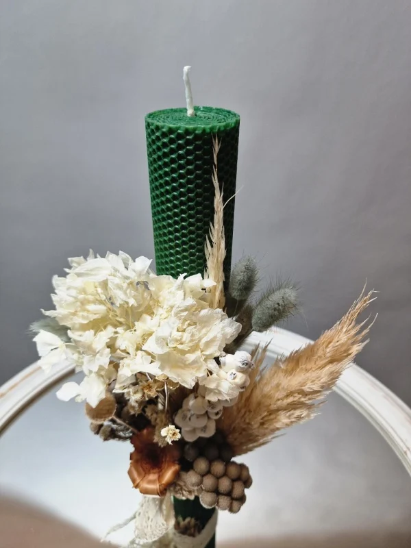 Lumânare botez cu flori uscate 3 Lumânare botez cu flori uscate 3