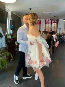 Rochie de cununie cu corset și flori 3D Floris – Rochie elegantă pentru cununie civilă 5