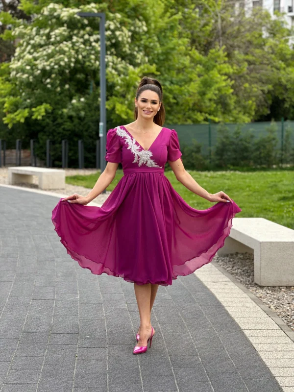 Rochie elegantă din voal cu dantelă Ziana 3 Rochie elegantă din voal cu dantelă Ziana 3