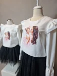 Set bluze mamă fiică Celine Eleganță asortată din bumbac 100%