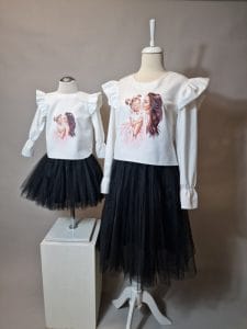 Set bluze mamă fiică Celine Eleganță asortată din bumbac 100%