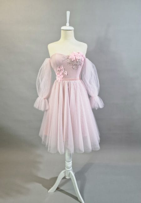Set rochii mamă fiică roz din tulle Ilinca – Eleganță și rafinament 2