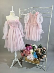 Set rochii mamă fiică roz din tulle Ilinca – Eleganță și rafinament