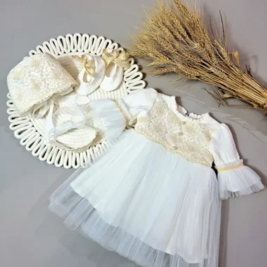 Rochiță botez Clarissa elegantă – livrare rapidă, fabricat RO