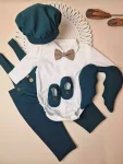 Costum botez Oliver cu aripi de înger – Set elegant 4 piese